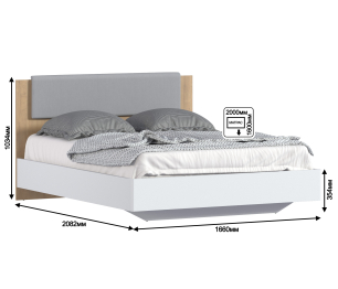 Кровать (1600) Мальта СБ-3270 Белый,Дуб Гамильтон