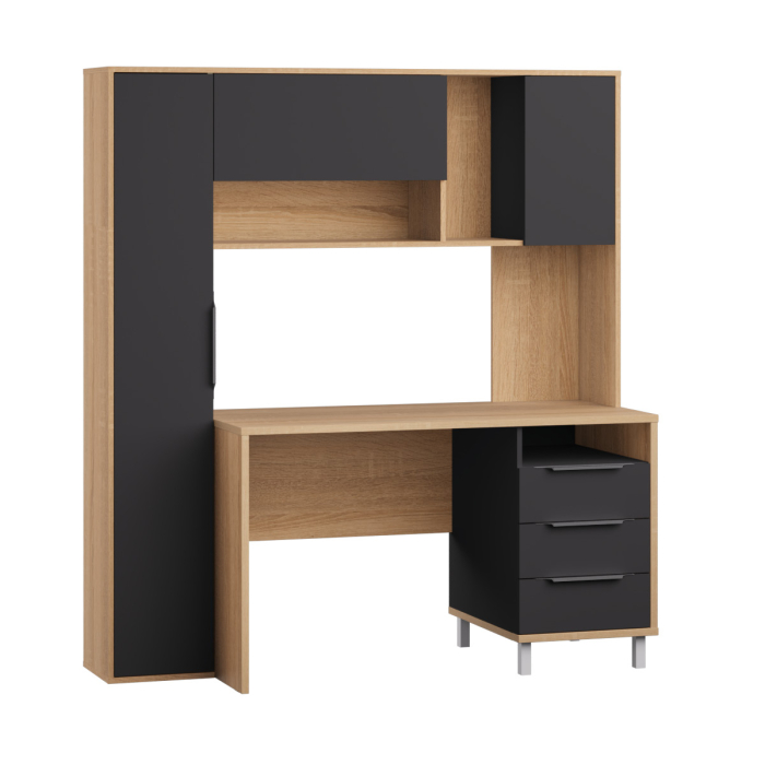 Прямые компьютерные столы, Стол рабочий Комфорт 12.95, дуб сонома, темно-серый