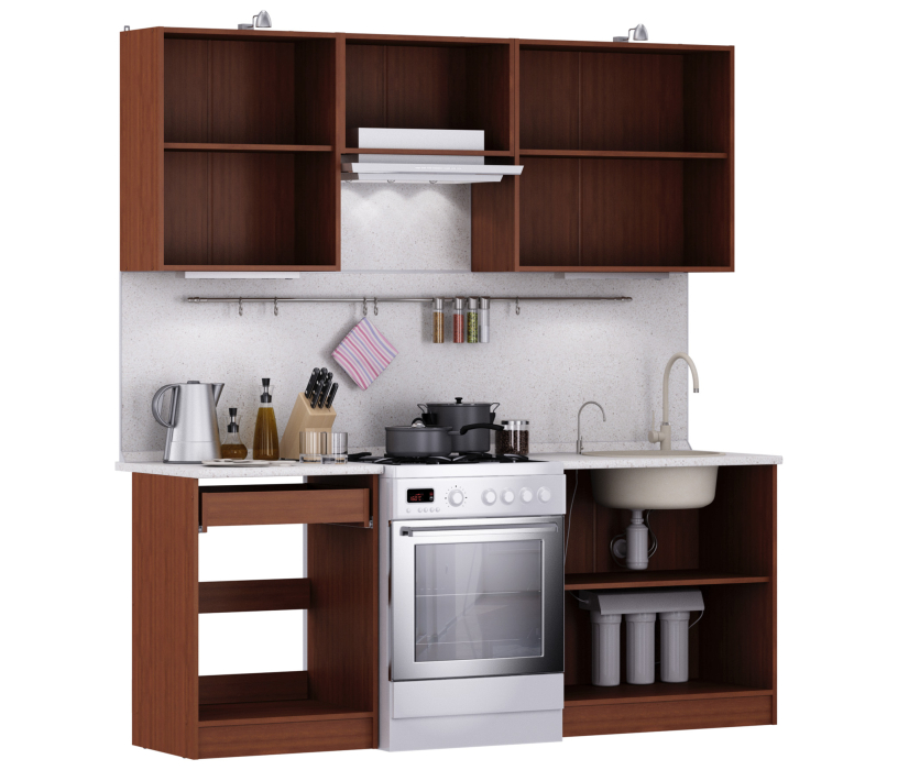 Ангелина Квадро, Кухонный гарнитур Ангелина Комфорт Орех Итальянский 2 м
