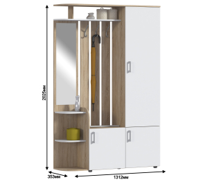 Прихожая Наоми СБ-2292 Дуб Сонома/Белый