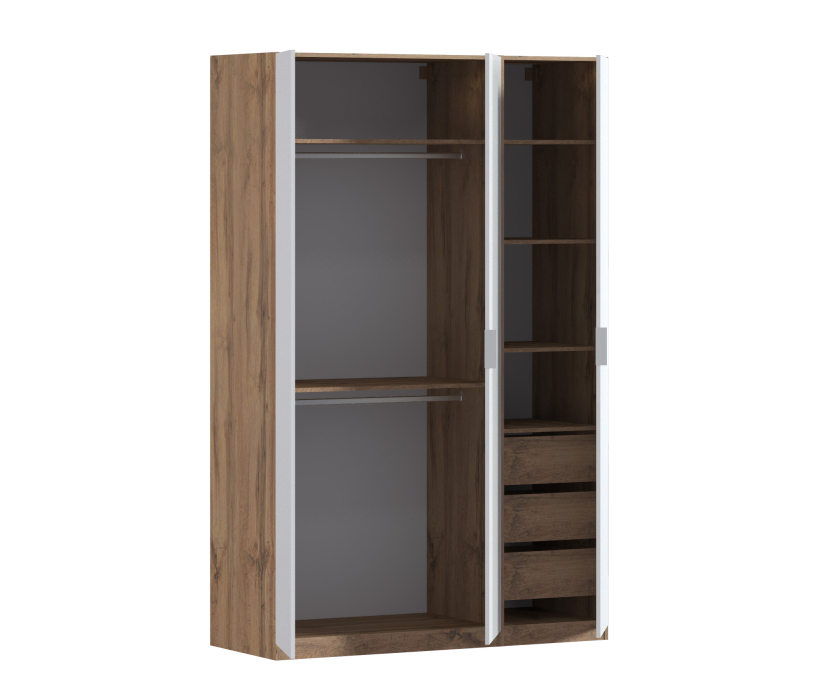 Для одежды, Шкаф трехдверный Макс 1500 мм, вариант №2 (ЛДСП, корпус дуб вотан)