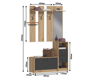 Прихожая Сидней 2 Дуб дикий/Диамант серый