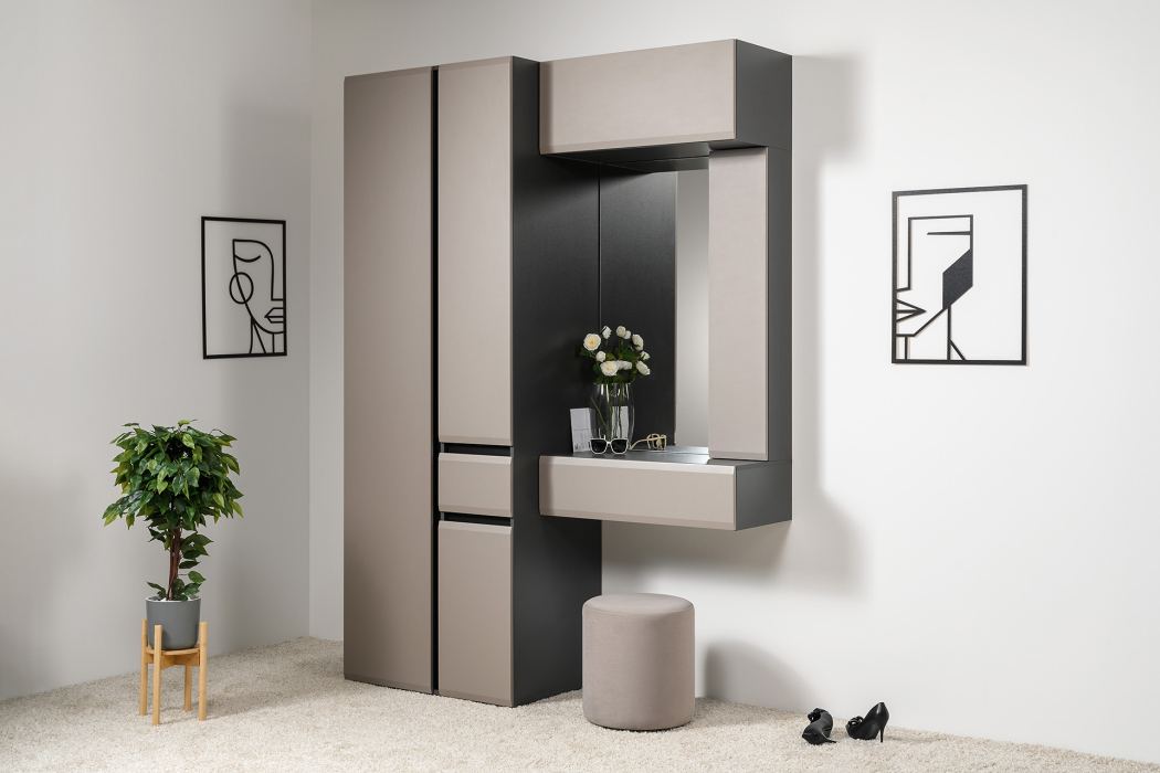 Шкафы распашные, Шкаф навесной Сидней 16.314.02, антрацит, веллюто капучино