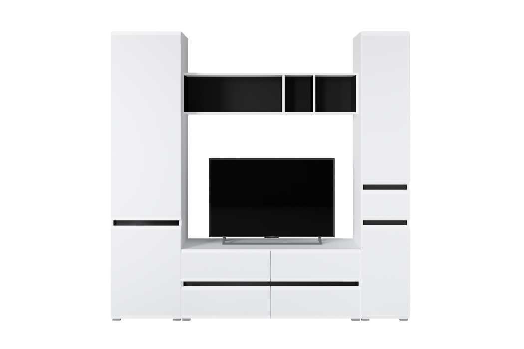 Шкафы распашные, Шкаф Сидней 13.200, белый премиум, черный, белый глянец