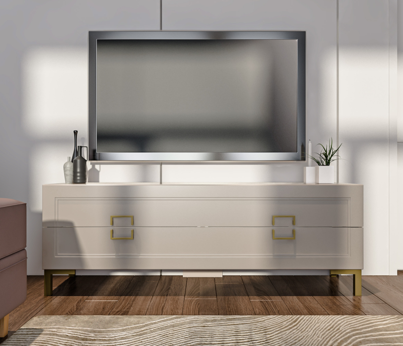 ТВ-тумбы, Тумба под телевизор Ассоль СБ-3433 Кашемир серый/МДФ Кашемир