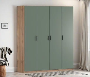 Шкаф четырехдверный Макс 2000 мм, вариант №4 (ЛДСП, корпус дуб вотан)