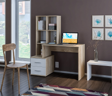 Прямые компьютерные столы, Стол Мамбо СБ-2998 Дуб Сонома/Белый