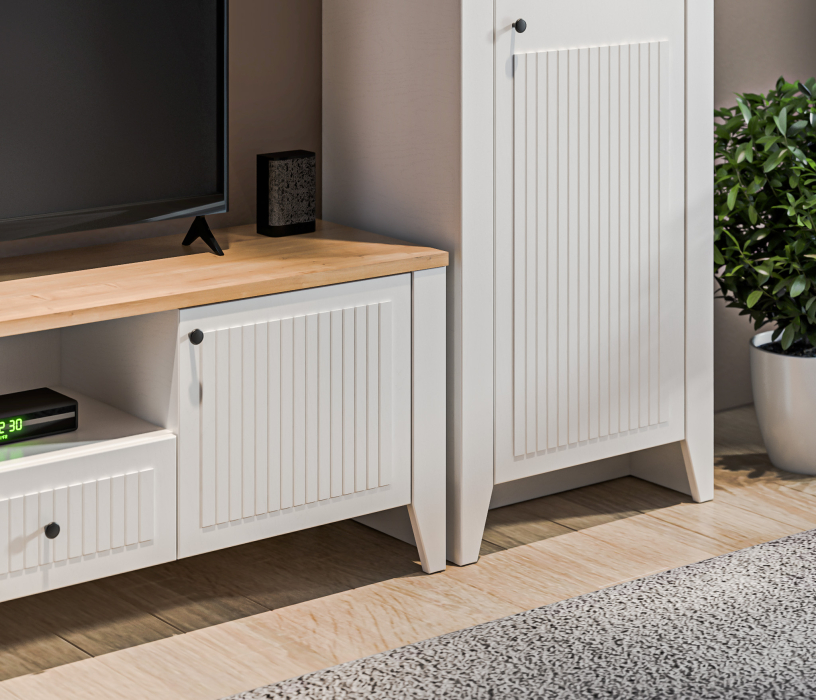 Стенки для гостиной, Набор для гостиной Монтана Белый Альпийский,Дуб Гамильтон/МДФ Дуб Белый