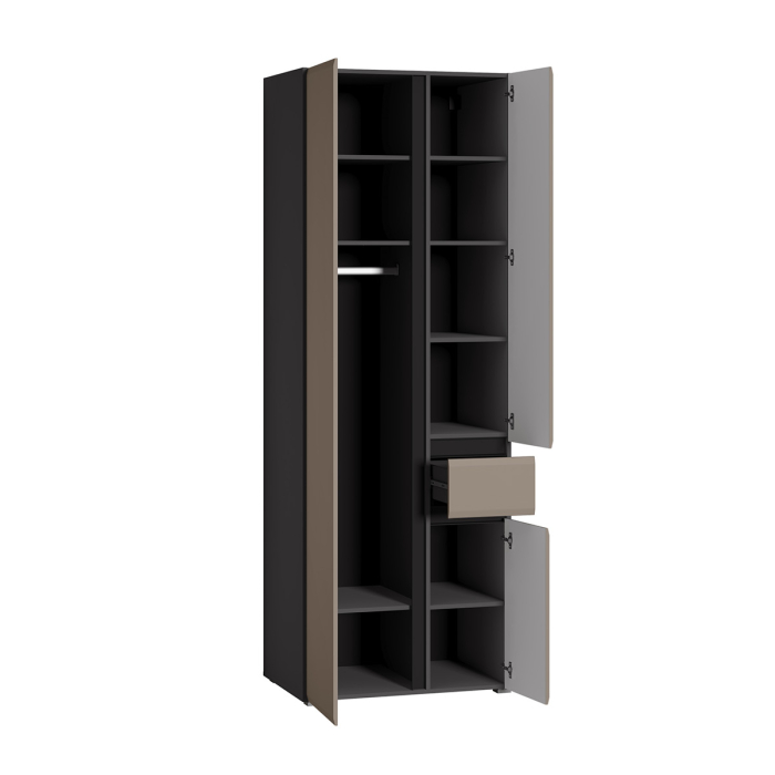 Для одежды, Шкаф комбинированный Сидней 13.18, антрацит, веллюто капучино