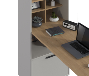 Стеллаж со столом Милан СБ-3261 Серый,Дуб Гамильтон/МДФ Светло серый