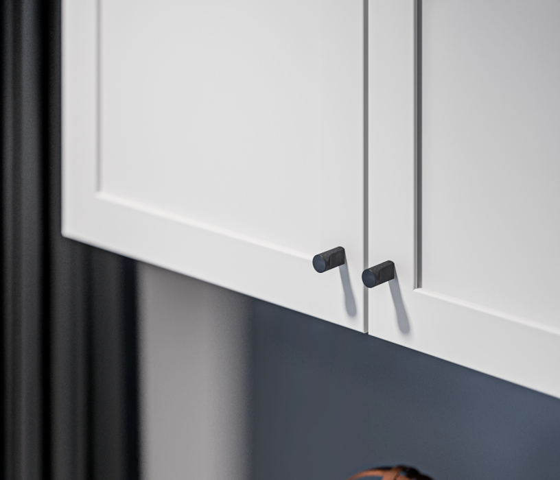 Настенные полки, Твин СБ-3384 Полка Белая с глухими фасадами