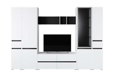 Шкаф Сидней 13.200, белый премиум, черный, белый глянец