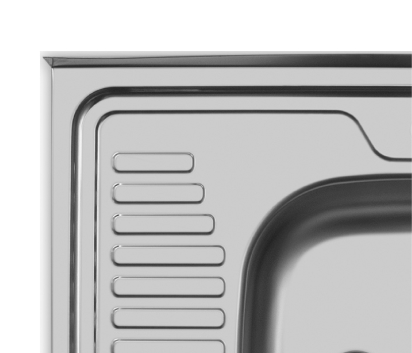 Кухонные мойки, Мойка накладная 60*60 Правая в комплекте с сифоном и крепежом