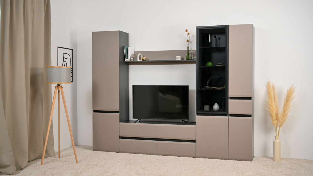 Настенные полки, Полка Сидней 16.486, антрацит, веллюто капучино