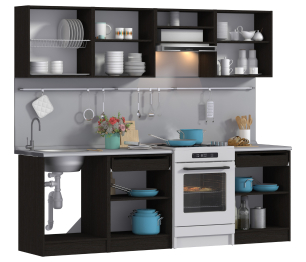 Кухонный гарнитур Милена Дуб Феррара/Онденс/Венге 2,4 м