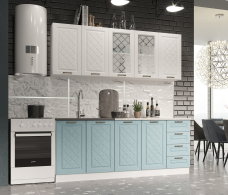Кухонные гарнитуры, Кухня Агава 2,0 м Акация Белая/Аква МДФ