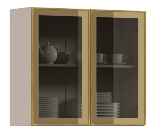 Навесной шкаф Регина РП-80 (Песочный/Витрина Золото)