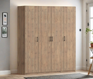 Шкаф четырехдверный Макс 2000 мм, вариант №3 (ЛДСП, корпус дуб вотан)