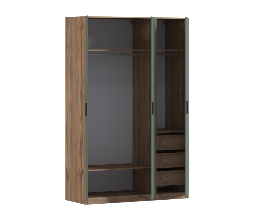 Для одежды, Шкаф трехдверный Макс 1500 мм, вариант №4 (ЛДСП, корпус дуб вотан)