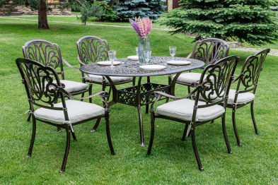 Обеденный комплект из литого алюминия WILHELM на 6 персон (овальный стол)