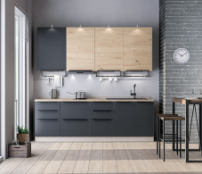 Кухни, Кухонный гарнитур ЛОФТ Регина Песочный/Диамант серый, Дуб дикий 2,4 м