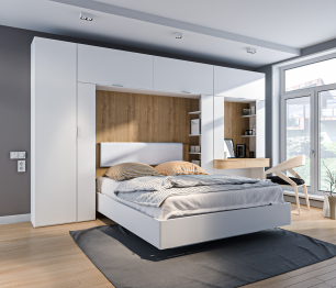 Кровать с подъемным механизмом (1600) Мальта СБ-3269/1 Белый,Дуб Гамильтон