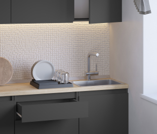 Кухонный гарнитур Леон прямой 150 см, диамант серый