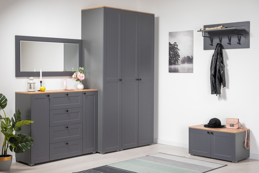 Тумбы, Тумба Остин 13.257, серый графит, дуб золотой крафт