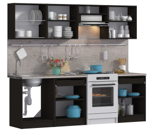 Кухонный гарнитур Милена Дуб Феррара/Онденс/Венге 2,4 м