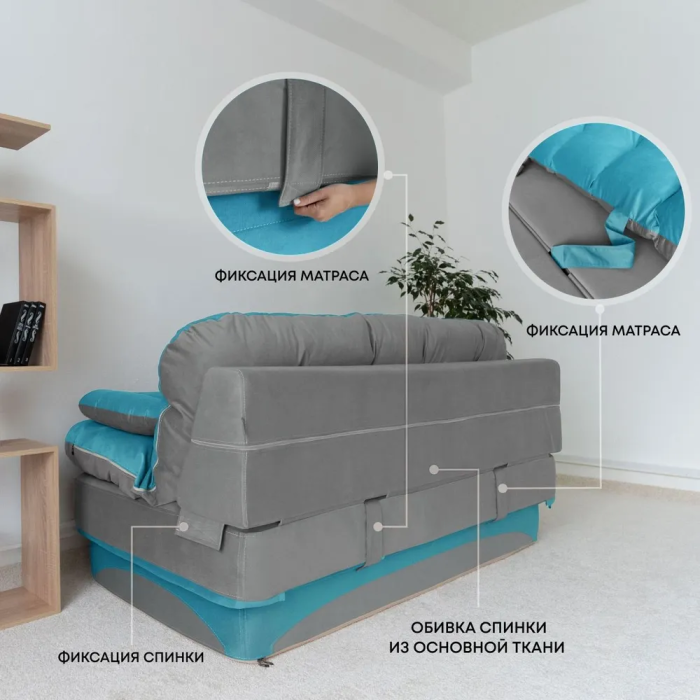 Диваны прямые, Бескаркасный диван-кровать Клиффорд 2000*930 мм велюр