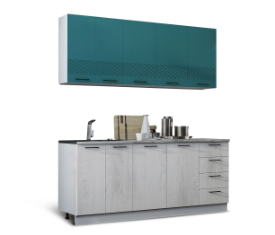 Кухня Лагуна 1,5 м К2 Морская волна/Дуб седой МДФ