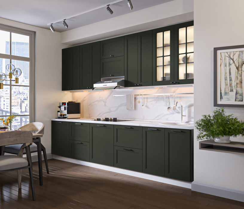 Кухонные гарнитуры, Кухонный гарнитур Регина Белый/МДФ Modern Олива 3,2 м