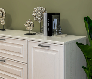 Комод Гранд / Ливерпуль СБ-3526 Дуб Приморский Белый/МДФ Классика Светлый