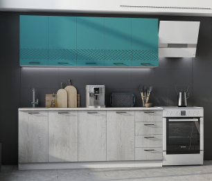 Кухня Лагуна 2,0 м Морская волна/Дуб седой МДФ