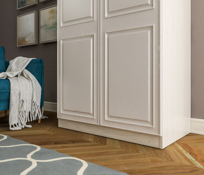 В спальню, Шкаф 2 дверный Гранд / Ливерпуль СБ-3511 Дуб Приморский Белый/МДФ Классика Светлый