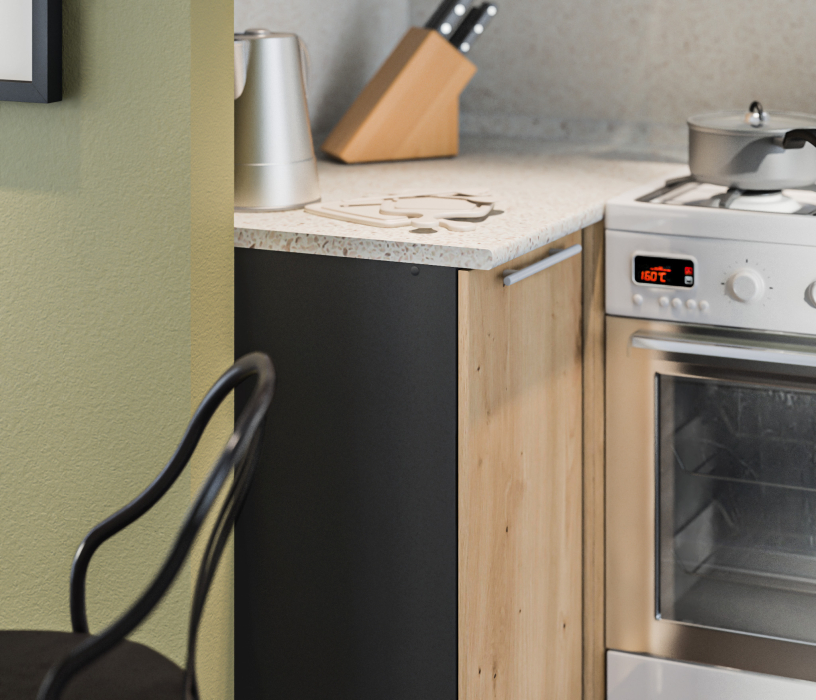 Кухонные гарнитуры, Кухонный гарнитур Ангелина угловой Диамант серый/Дуб дикий